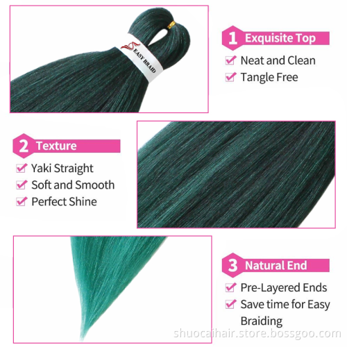 Kanekalons Pre-stretched Professional Easy Braid Hair 26inch Synthetic Braiding Hair Extension For Twist Senegalese Crochet Hair